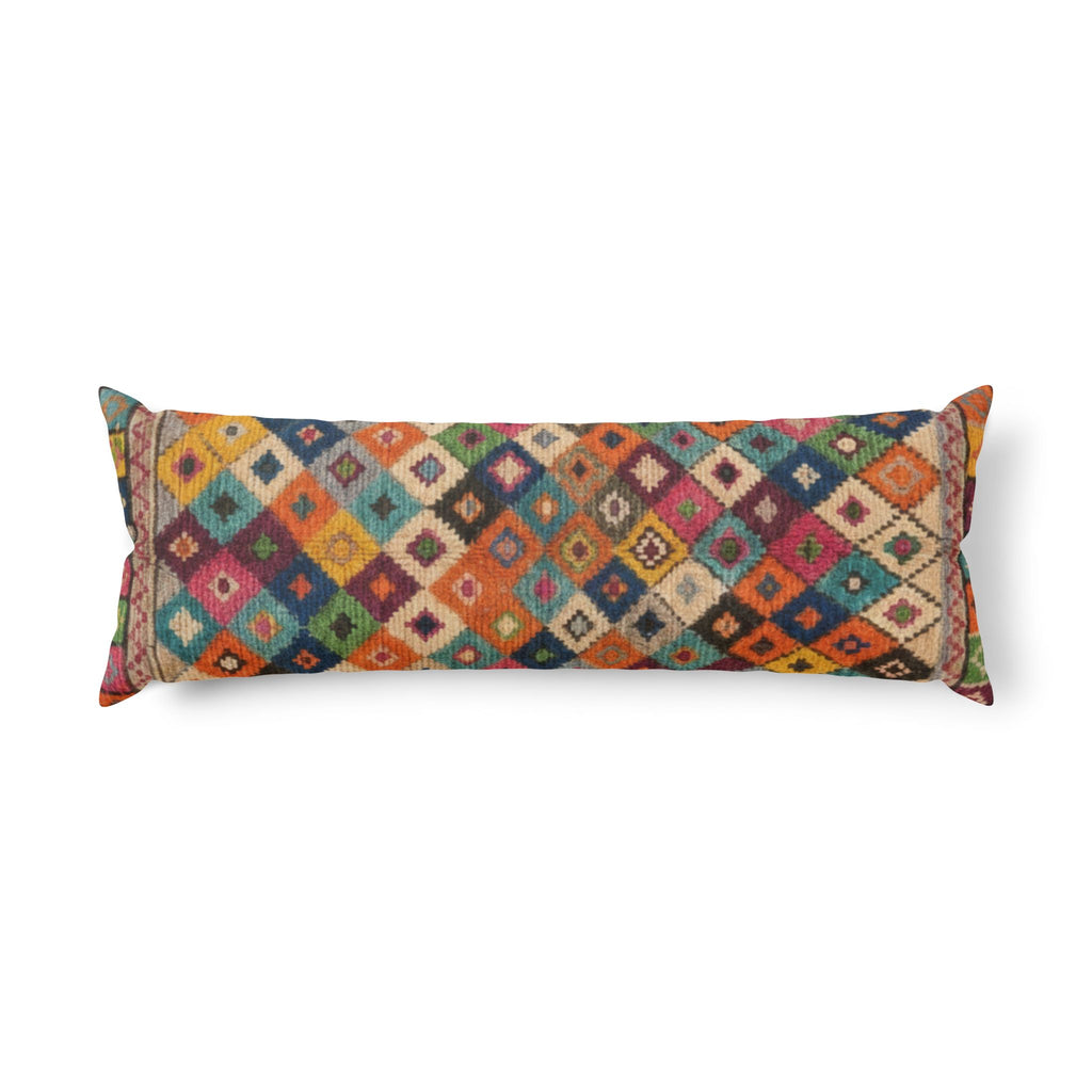 Colorful Kilim Diamond Body Pillow | Boho Geometric Lumbar Decor