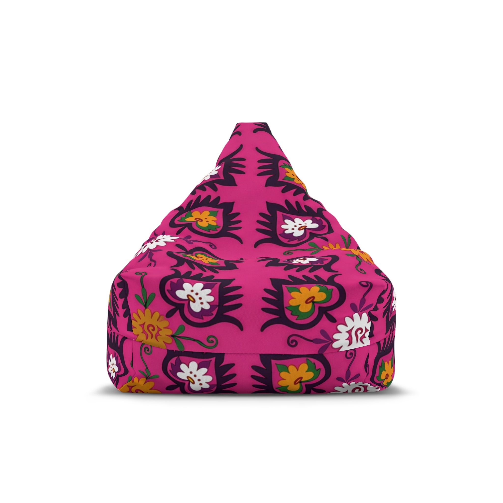 Pink Floral Pattern Bean Bag Chair Cover | Boho Flower Motif