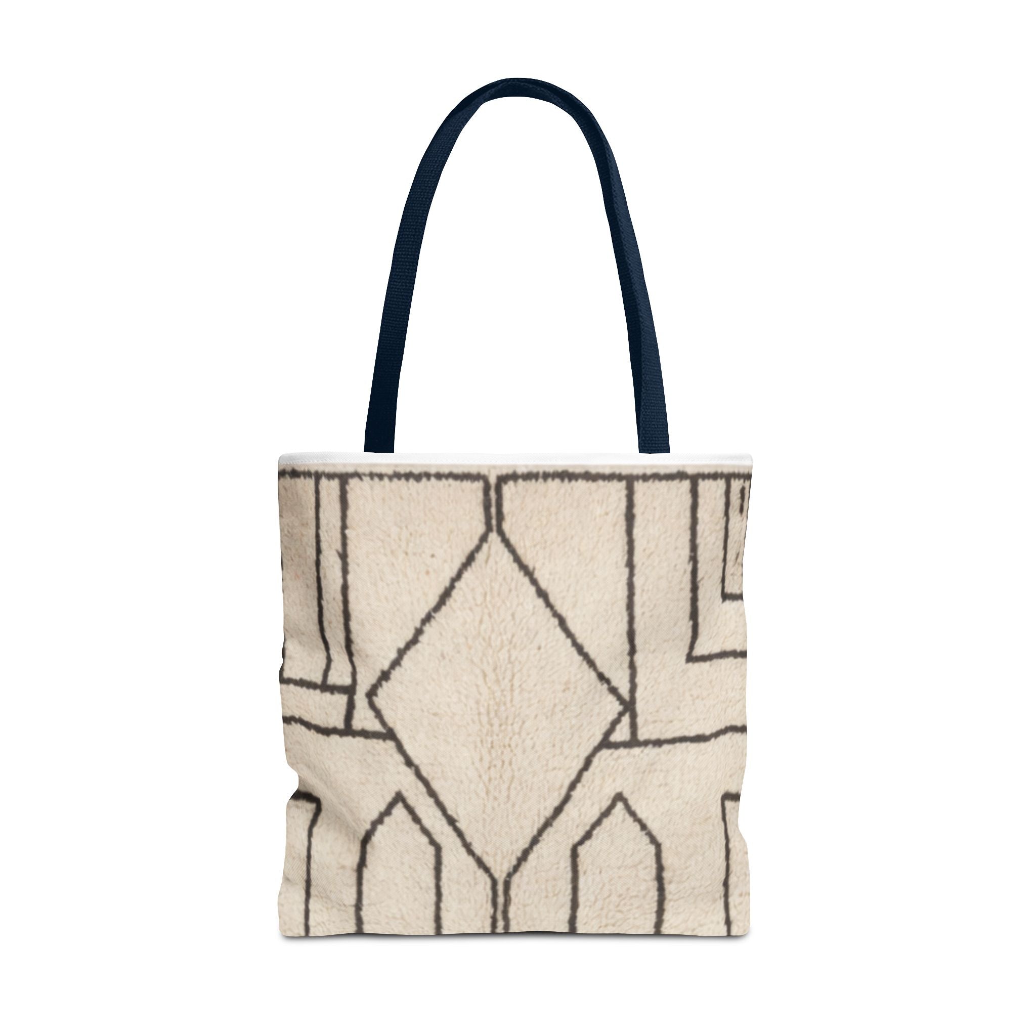 Neutral Geometric Diamond Pattern Tote Bag | Minimal Line Art