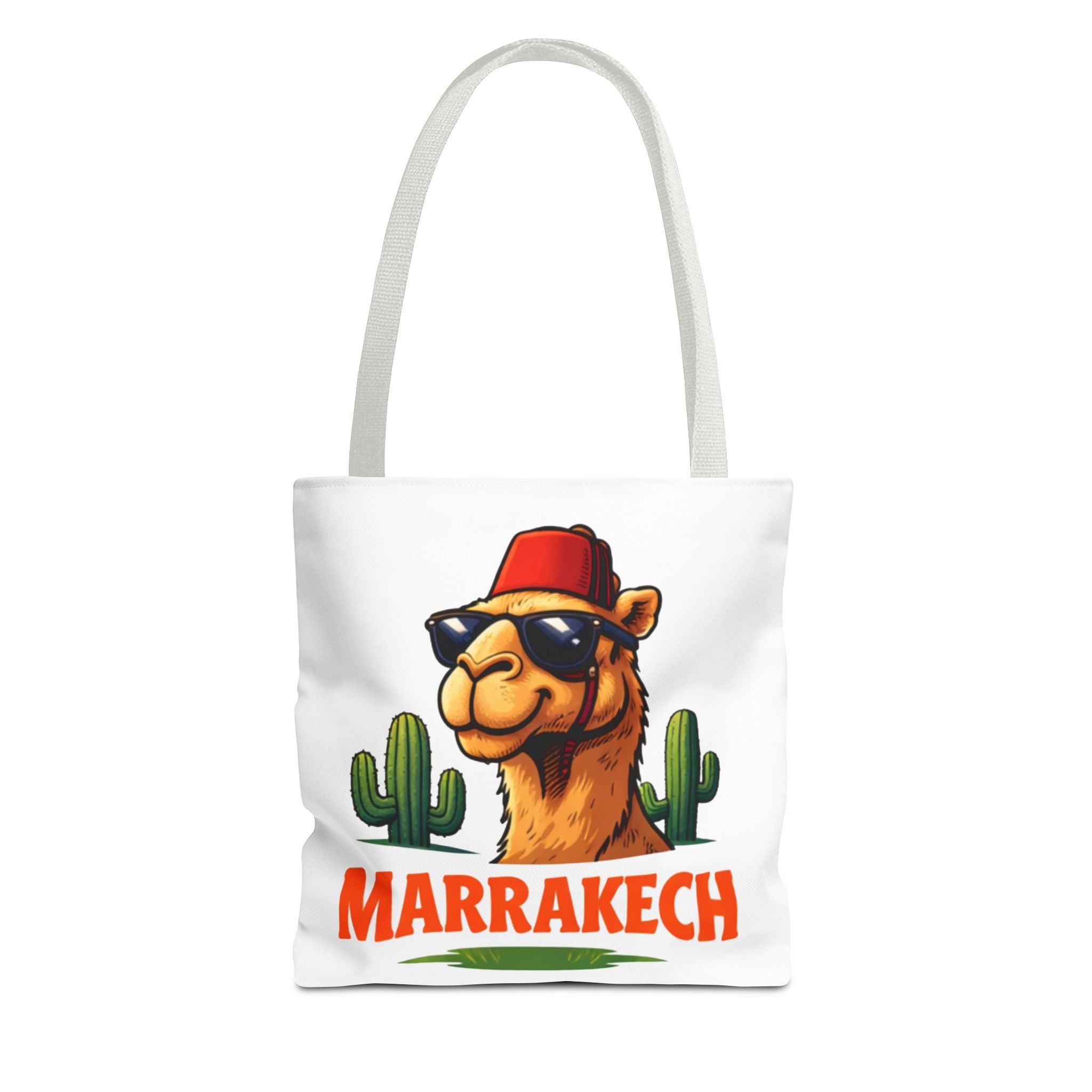 Marrakech Coco Chamelle Tote Bag — Cool Camel with Sunglasses Travel Tote