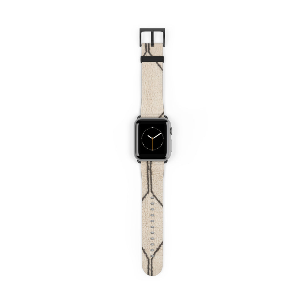 Beige Geometric Moroccan Pattern Watch Band | Neutral Minimalist Leather Look