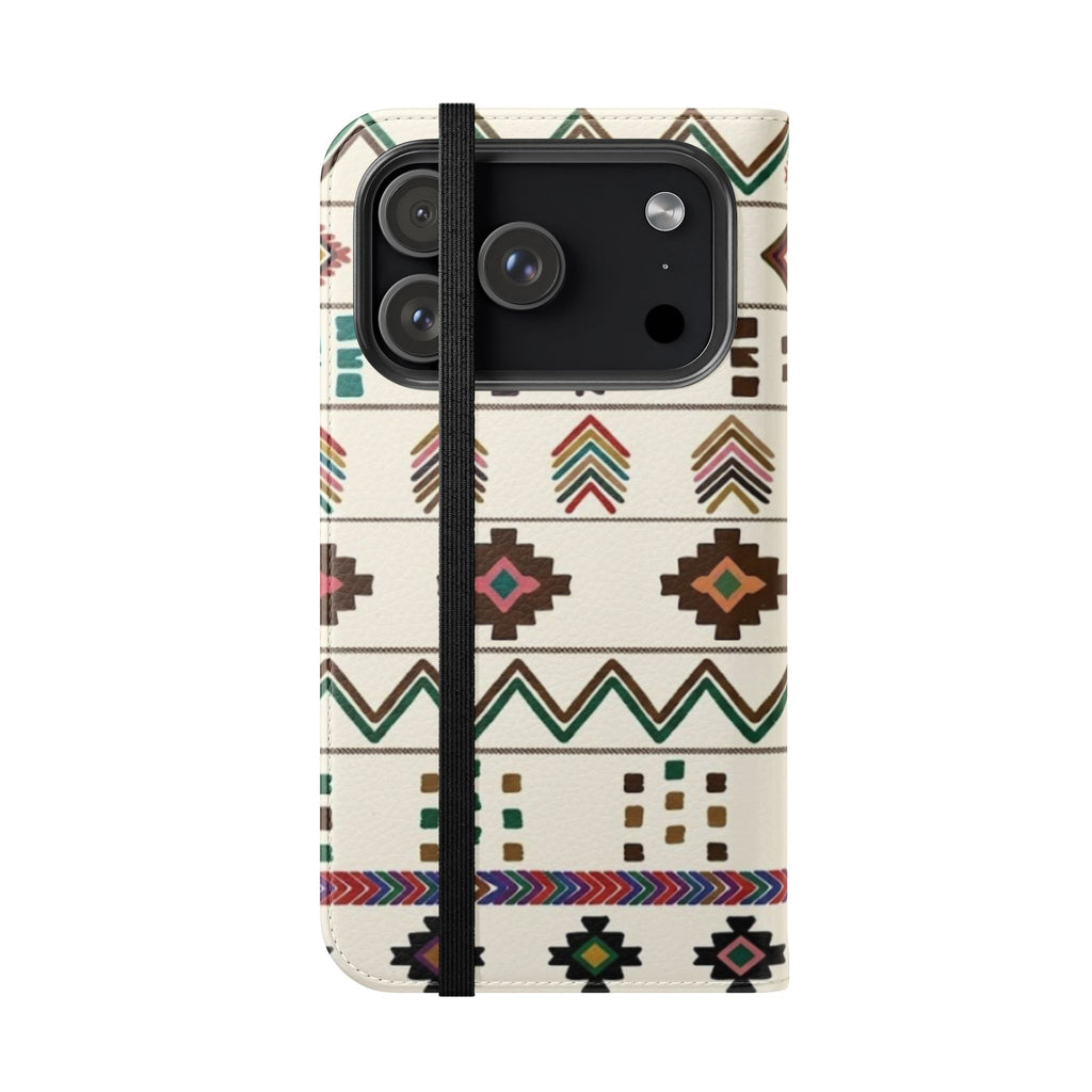 Southwestern Aztec Pattern Flip Case | Tribal Phone Wallet, Card Slots