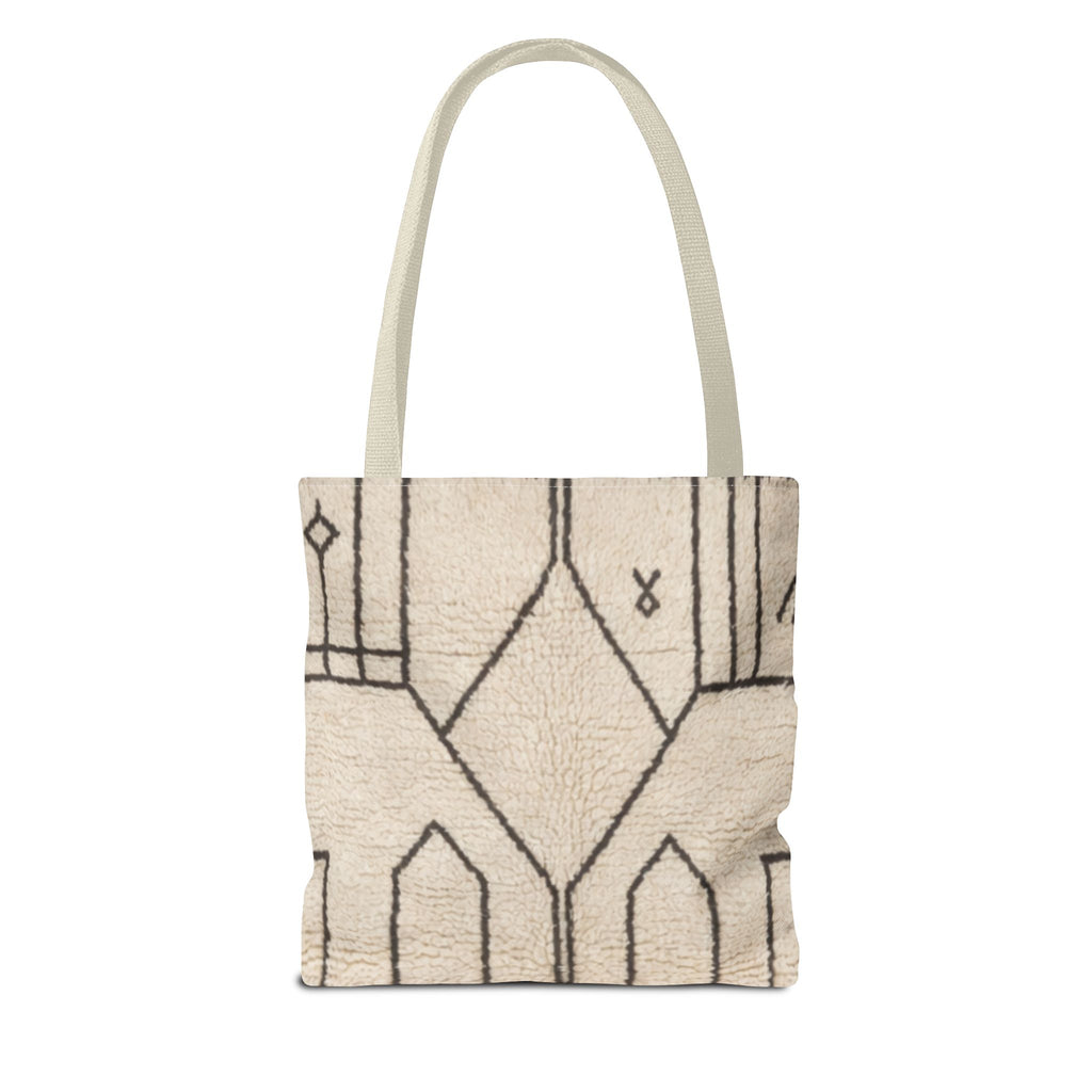 Neutral Geometric Diamond Pattern Tote Bag | Minimal Line Art