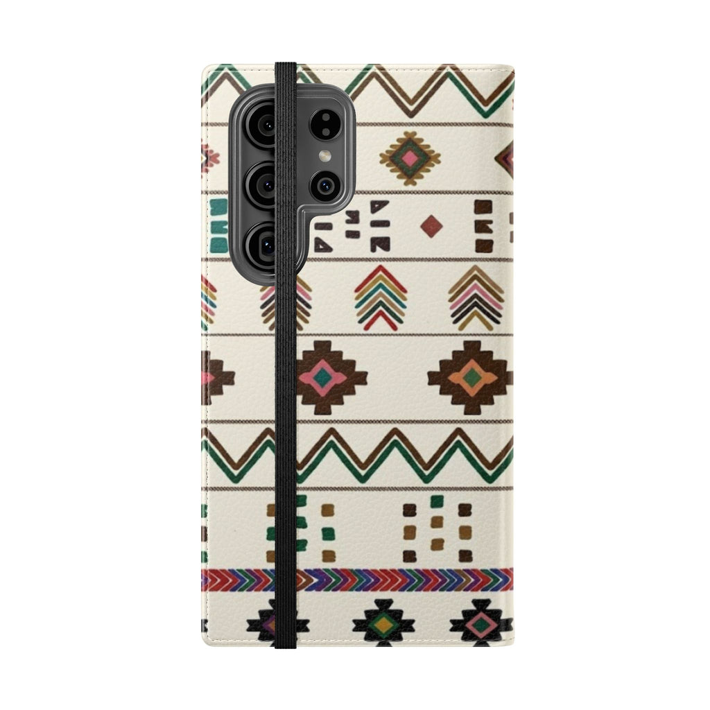 Southwestern Aztec Pattern Flip Case | Tribal Phone Wallet, Card Slots