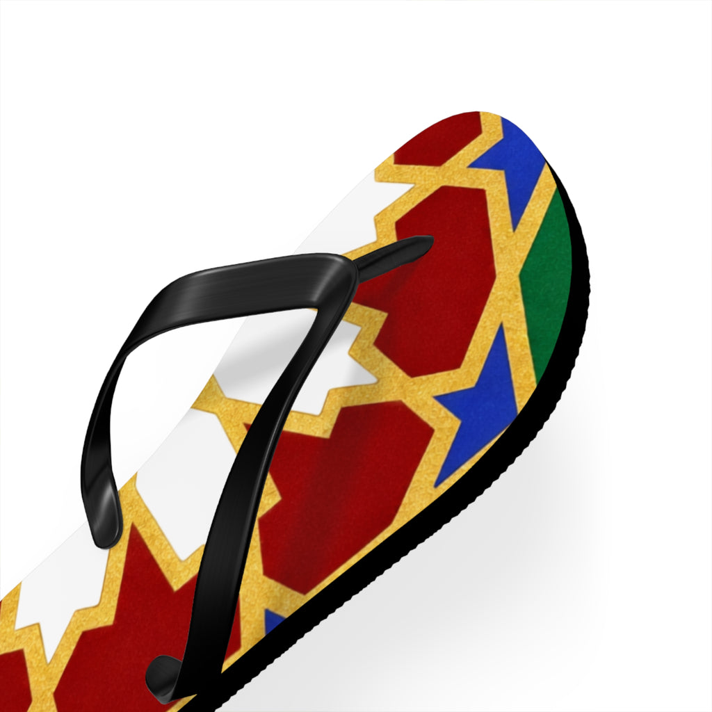 Moroccan Tile Pattern Flip Flops | Colorful Geometric Sandals