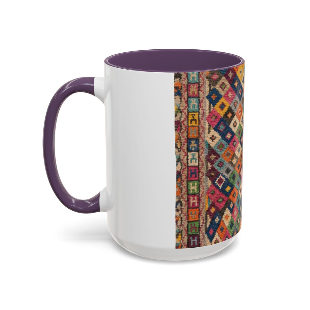 Colorful Kilim Diamond Pattern Mug | Accent Coffee Mug 11oz 15oz