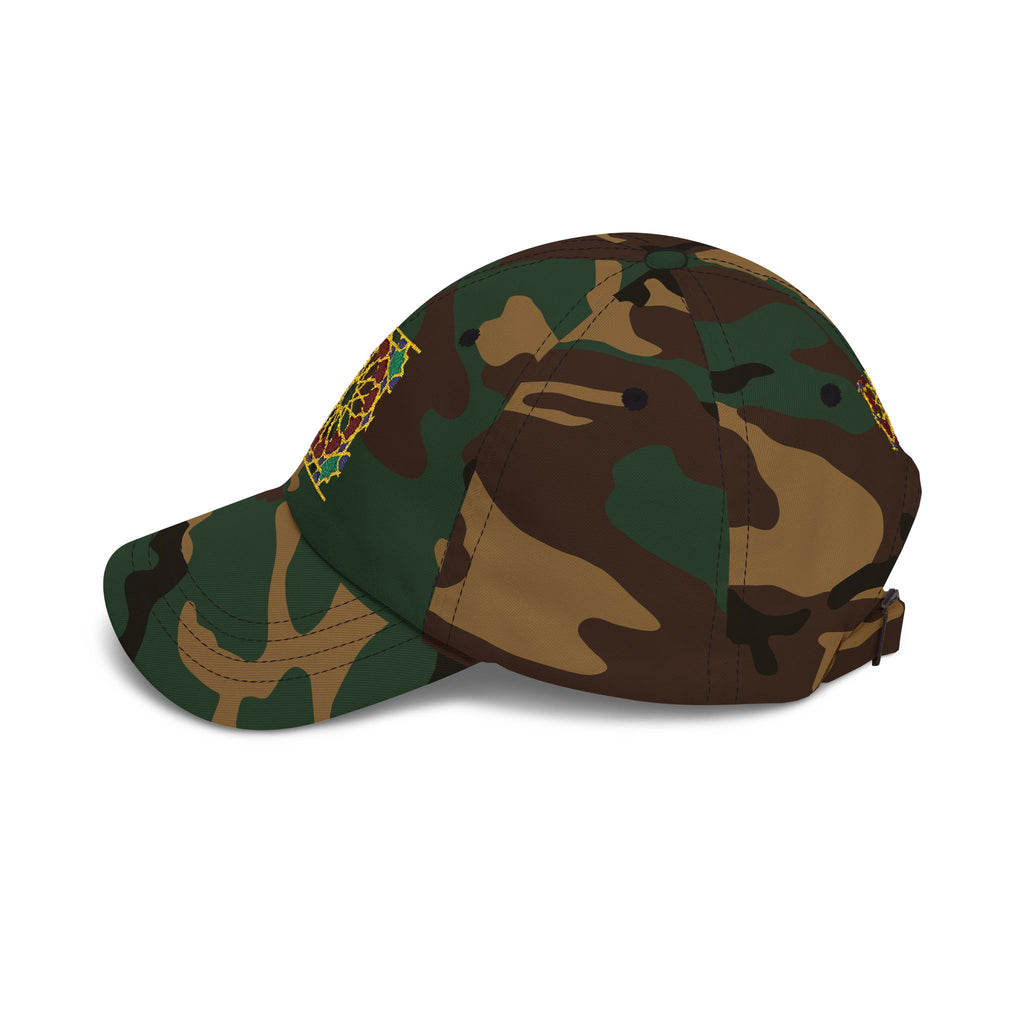 Floral Moroccan Mosaic Embroidered Dad Cap | White Cotton Baseball Hat