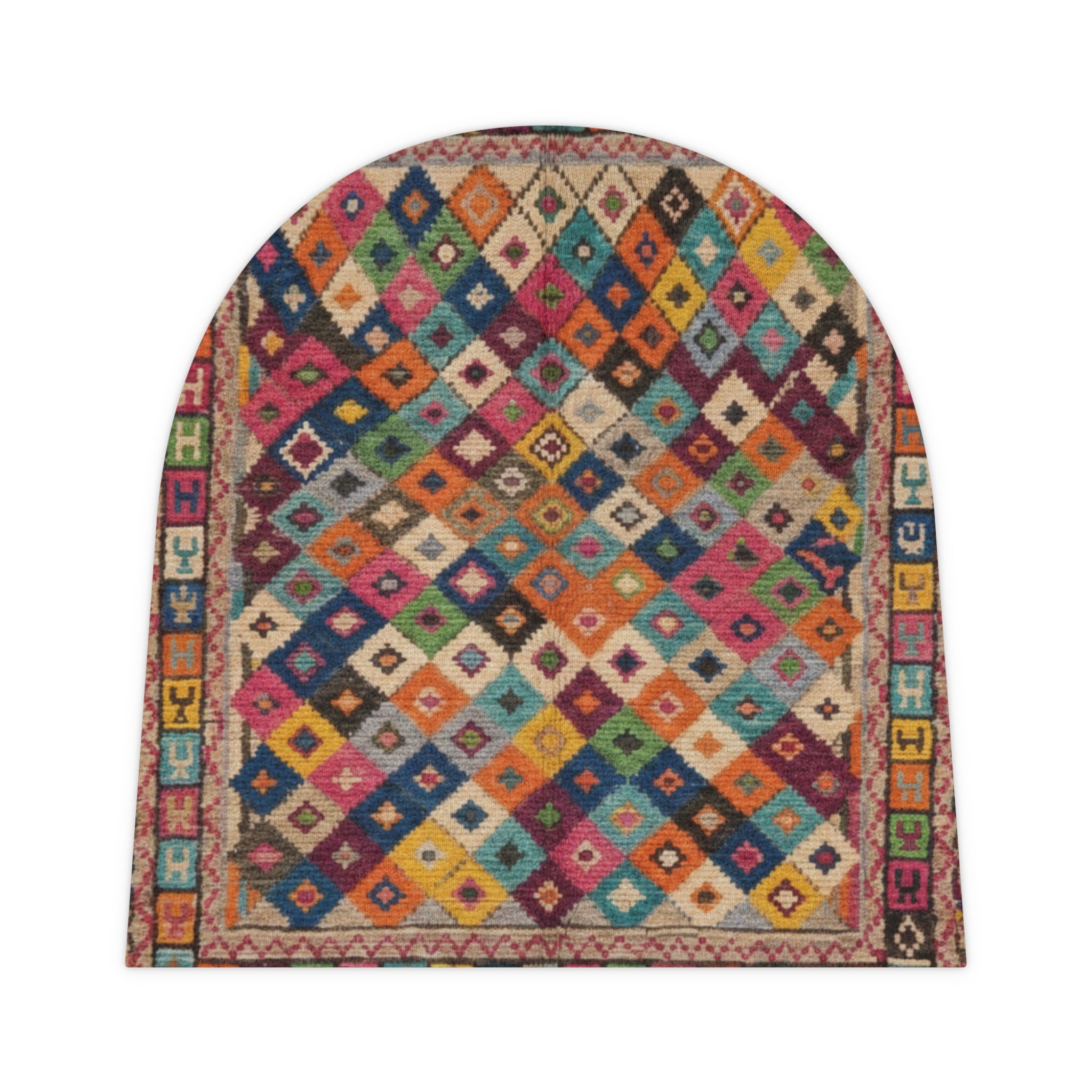 Colorful Kilim Diamond Pattern Baby Beanie | All-Over Print