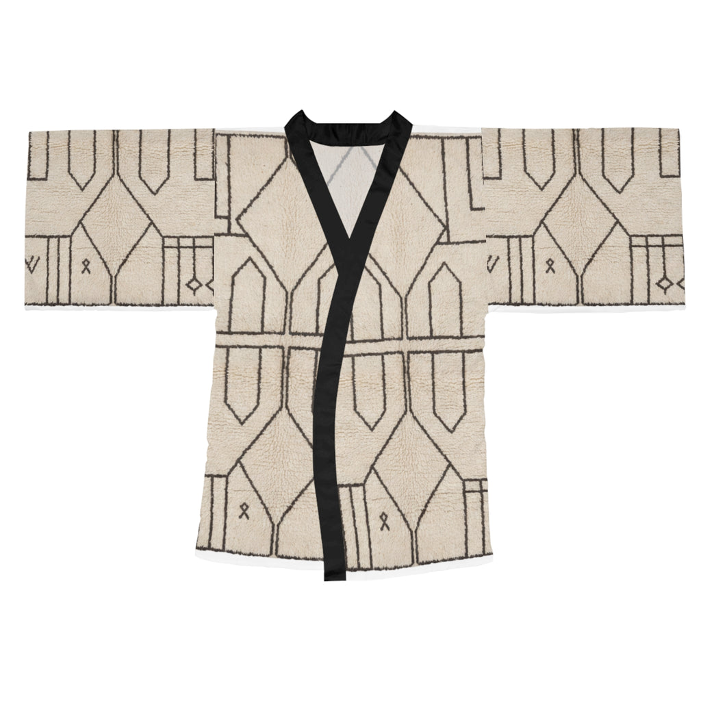 Geometric Mudcloth Pattern Kimono Robe | Long Sleeve