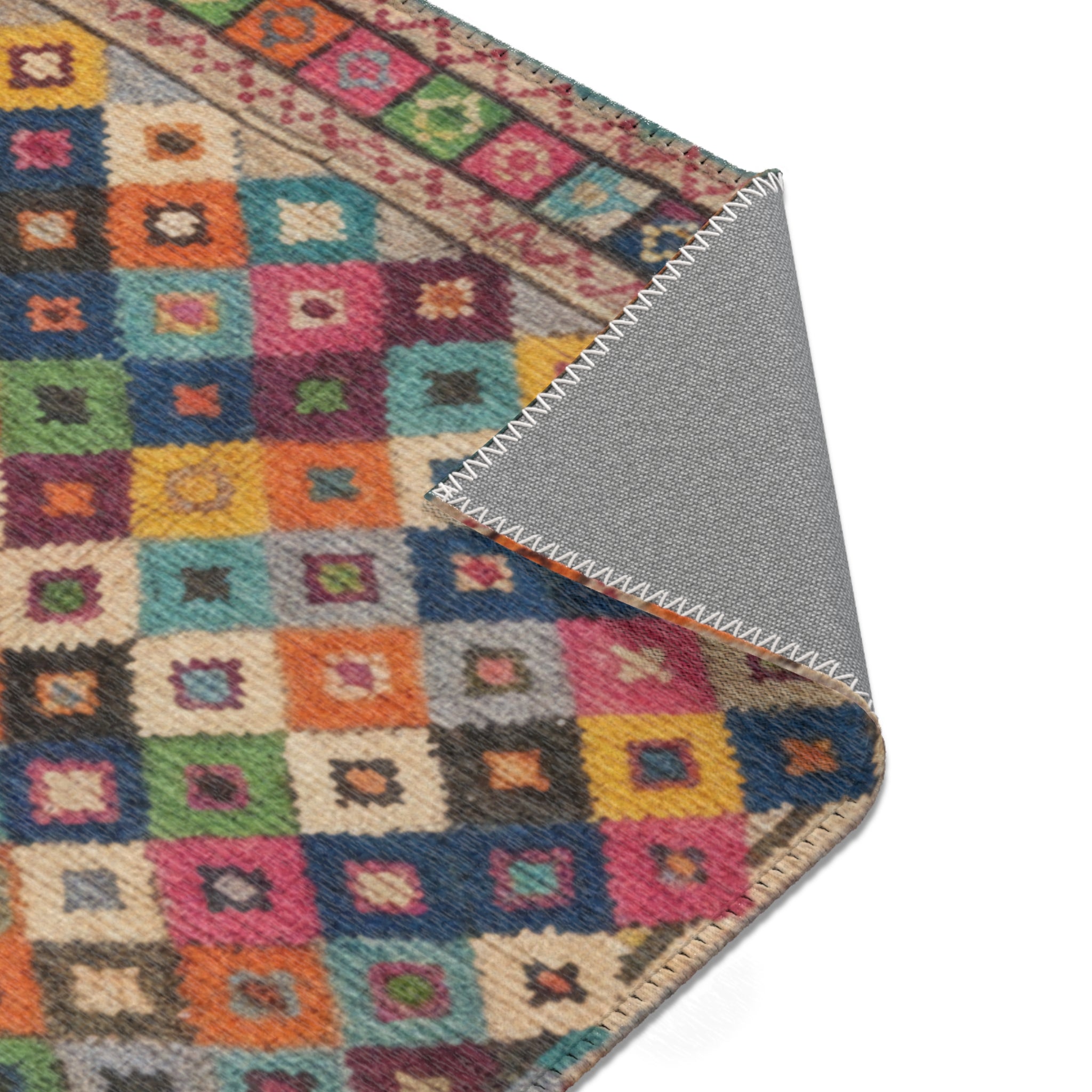 Colorful Geometric Diamond Pattern Area Rug | Moroccan Rug Berber Style