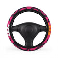 Pink Floral Pattern Car Steering Wheel Cover | Daisy Boho Print