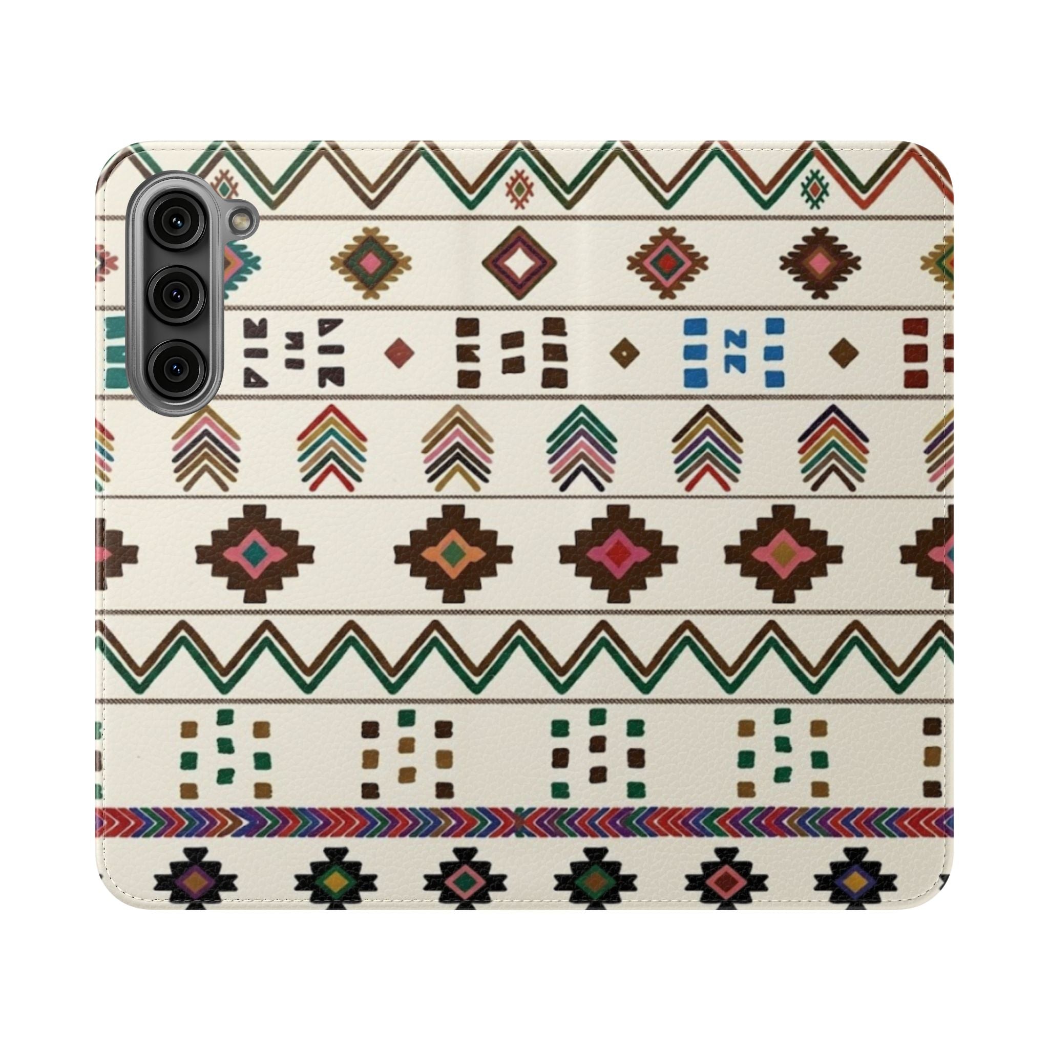 Southwestern Aztec Pattern Flip Case | Tribal Phone Wallet, Card Slots