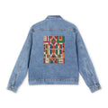 Geometric Kente Pattern Denim Jacket | African Print Back Patch