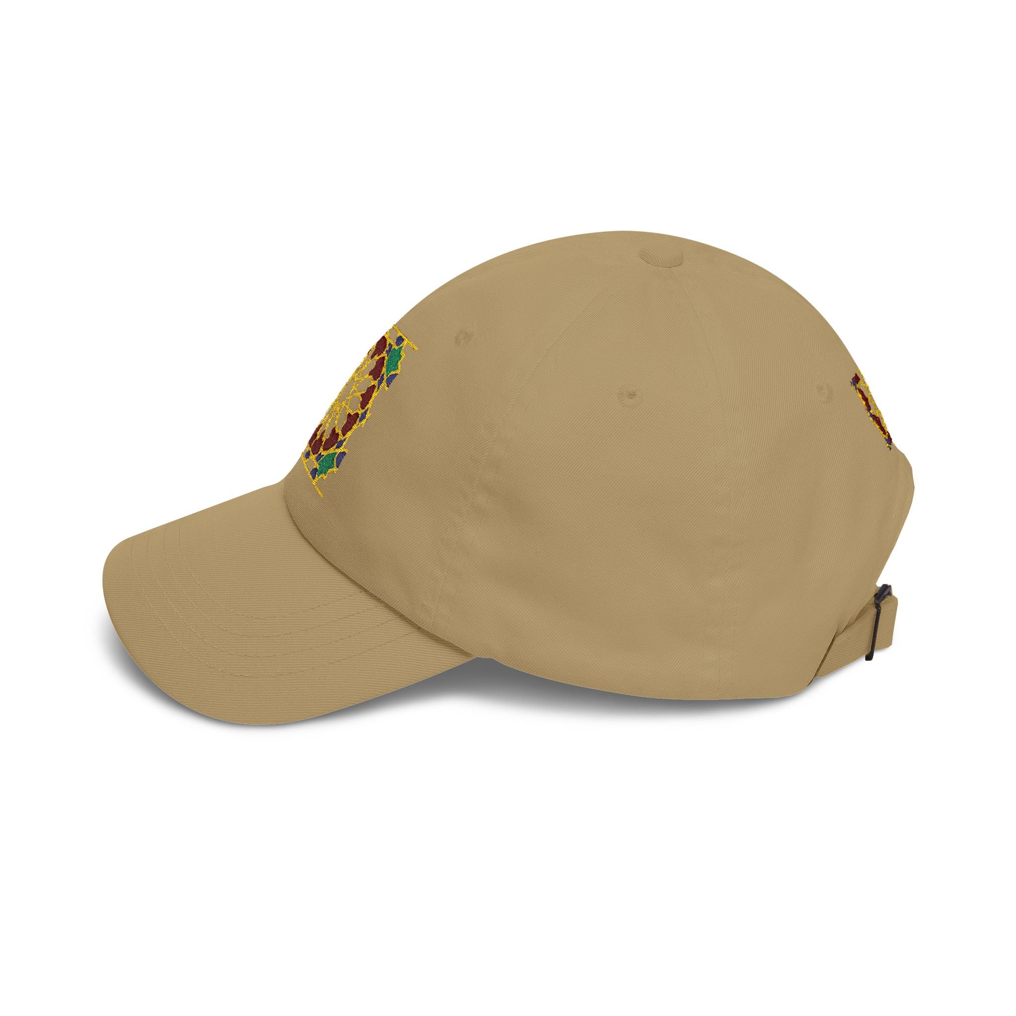 Floral Moroccan Mosaic Embroidered Dad Cap | White Cotton Baseball Hat