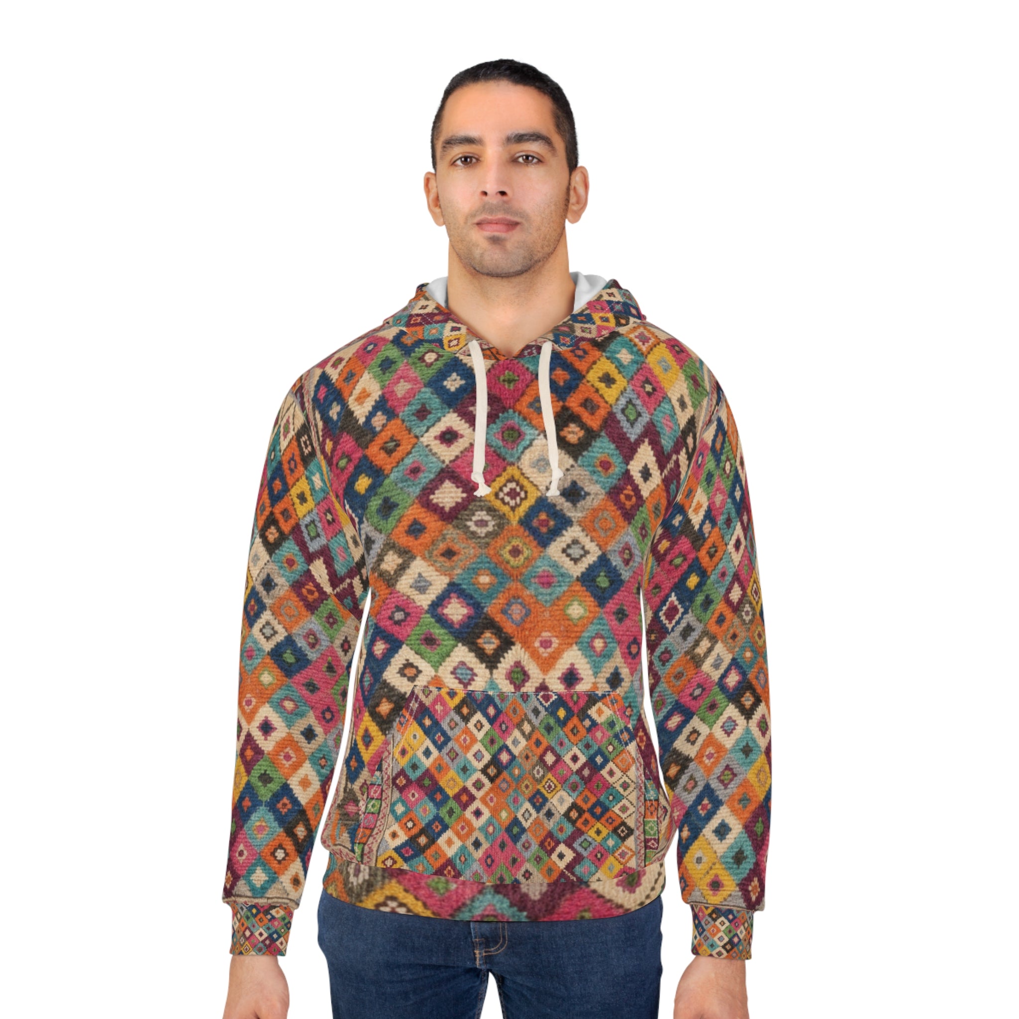 Colorful Kilim Diamond Pattern Hoodie | All-Over Print