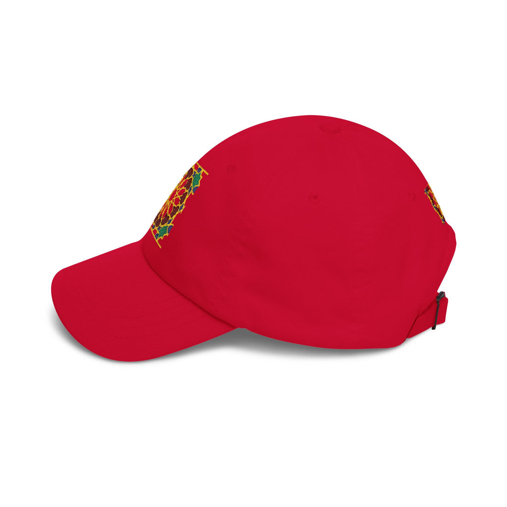 Floral Moroccan Mosaic Embroidered Dad Cap | White Cotton Baseball Hat
