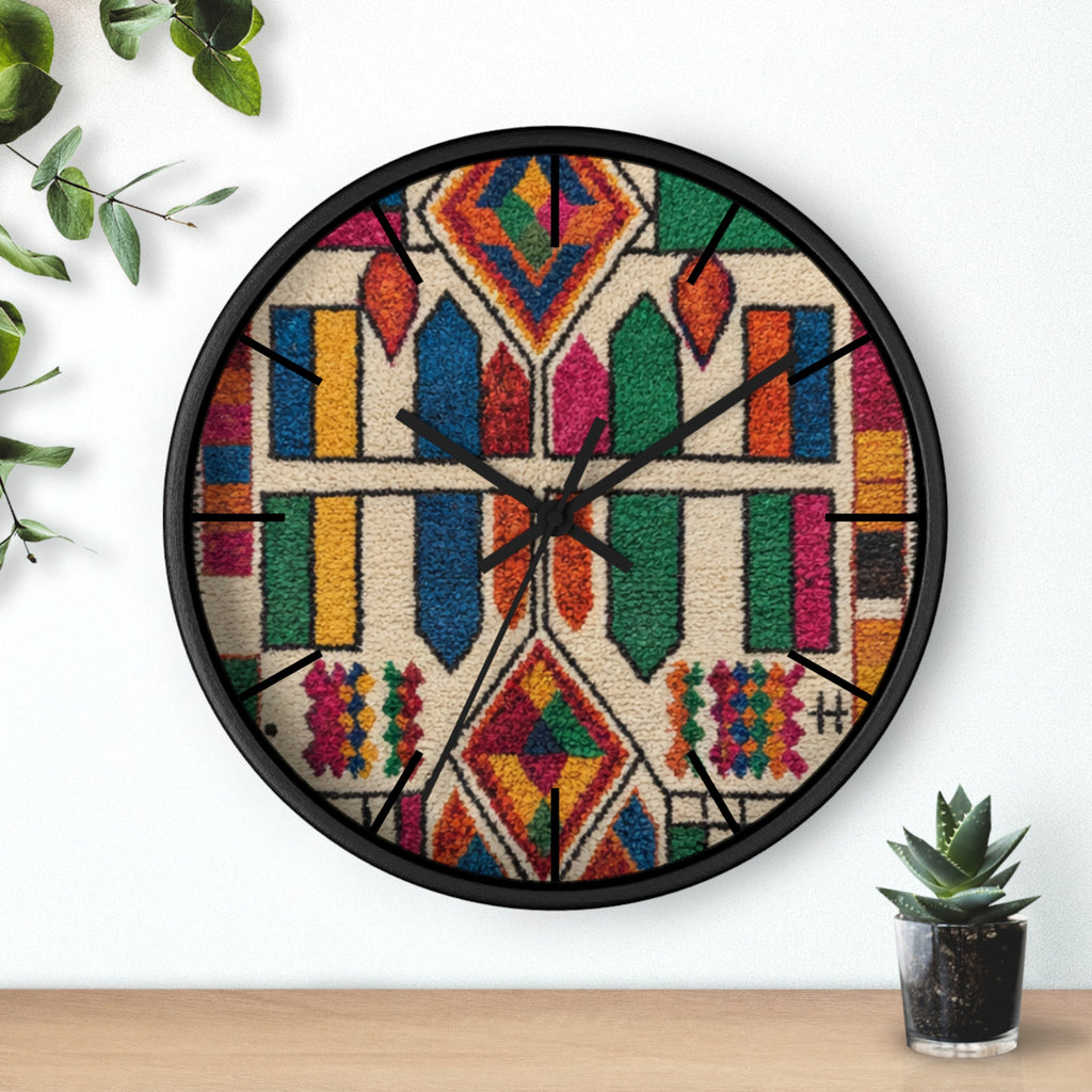 Colorful Moroccan Geometric Pattern Wall Clock | Boho Tile Design