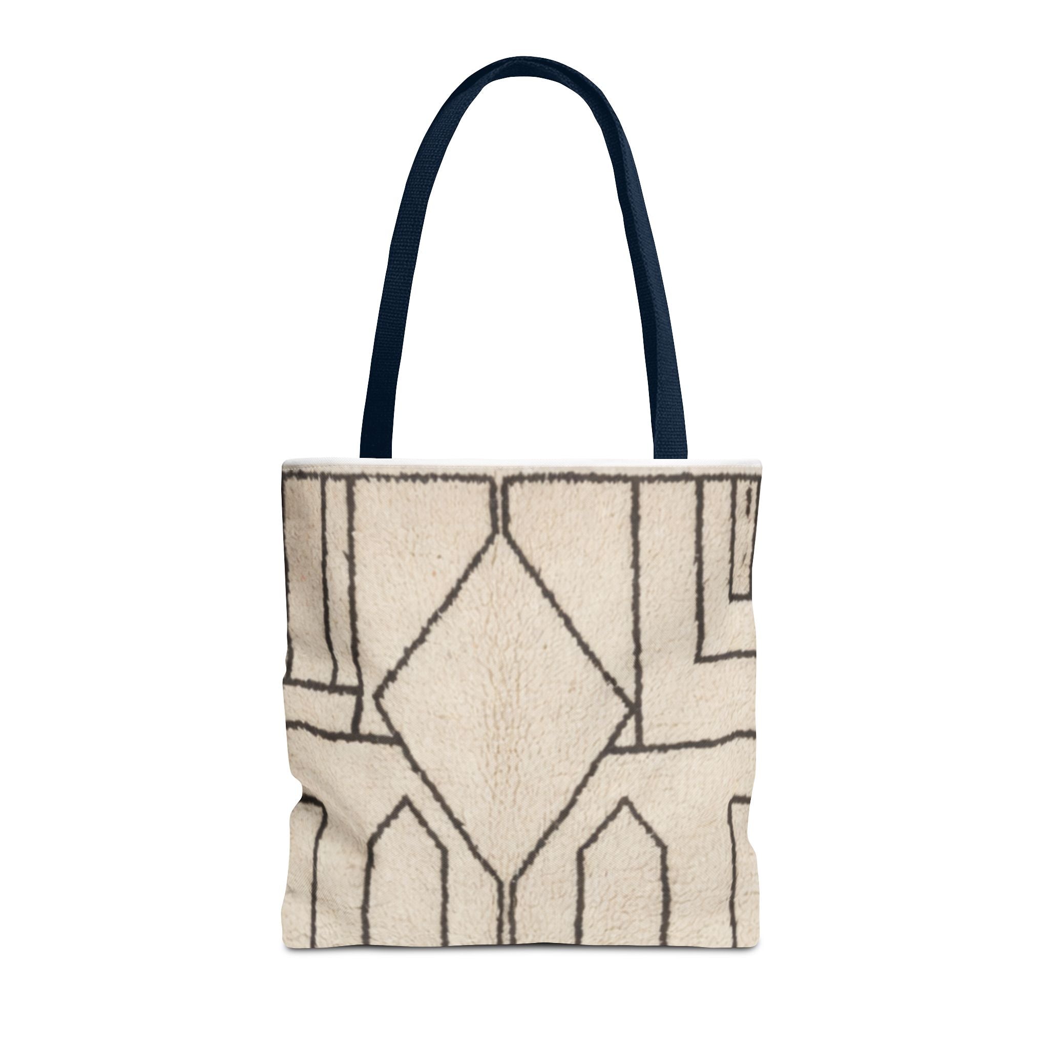 Neutral Geometric Diamond Pattern Tote Bag | Minimal Line Art