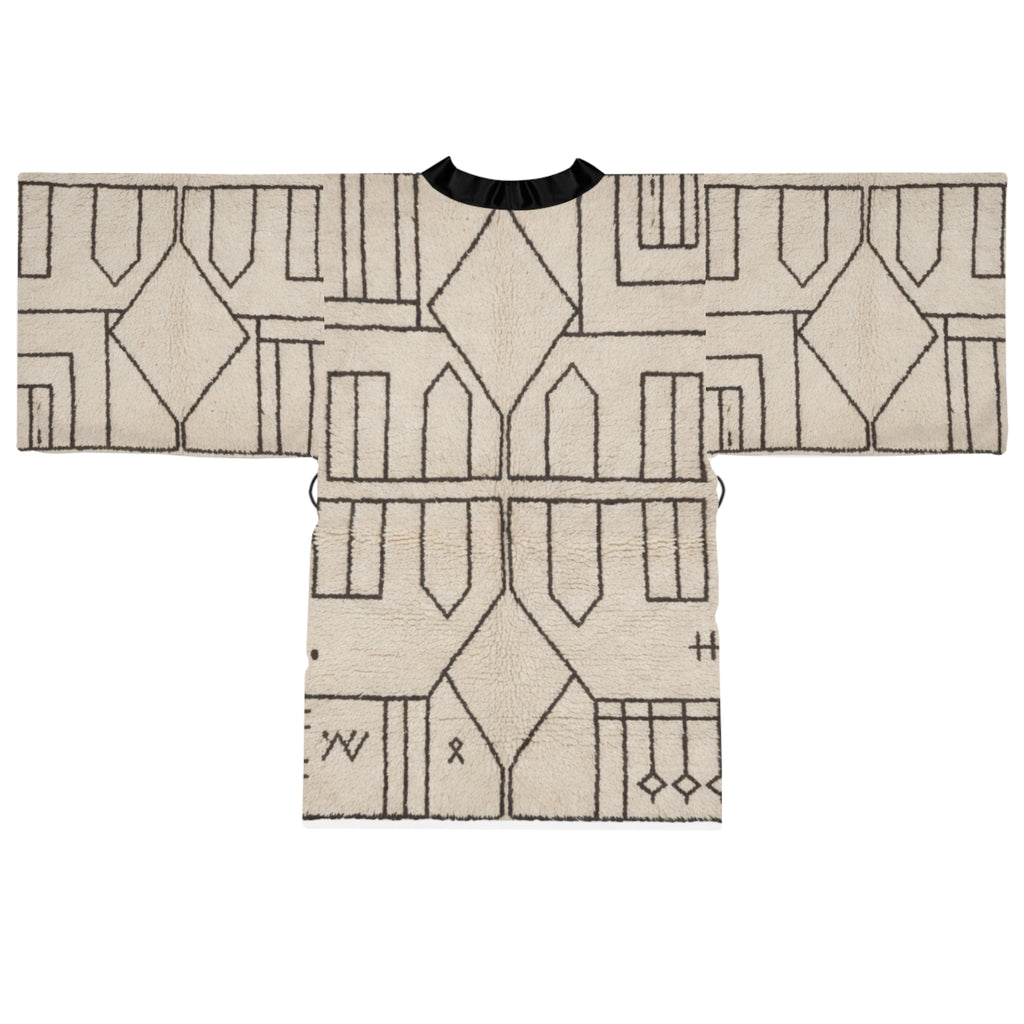 Geometric Mudcloth Pattern Kimono Robe | Long Sleeve