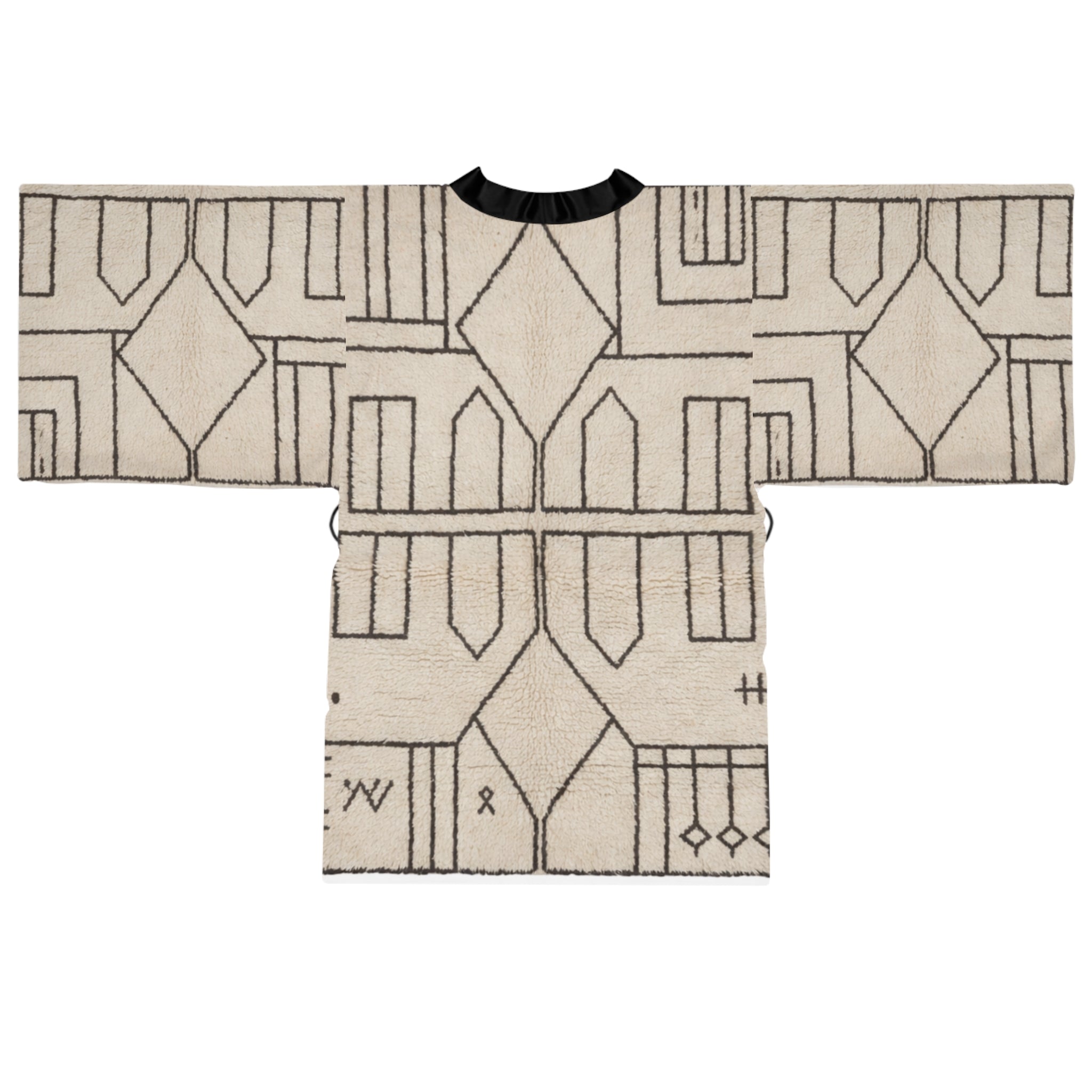 Geometric Mudcloth Pattern Kimono Robe | Long Sleeve