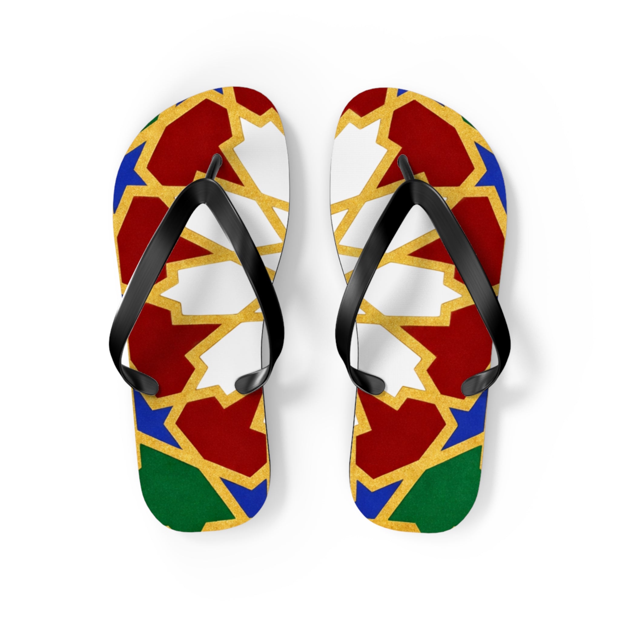Moroccan Tile Pattern Flip Flops | Colorful Geometric Sandals