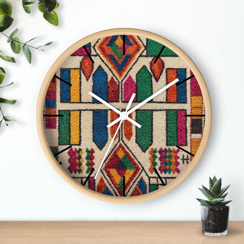 Colorful Moroccan Geometric Pattern Wall Clock | Boho Tile Design