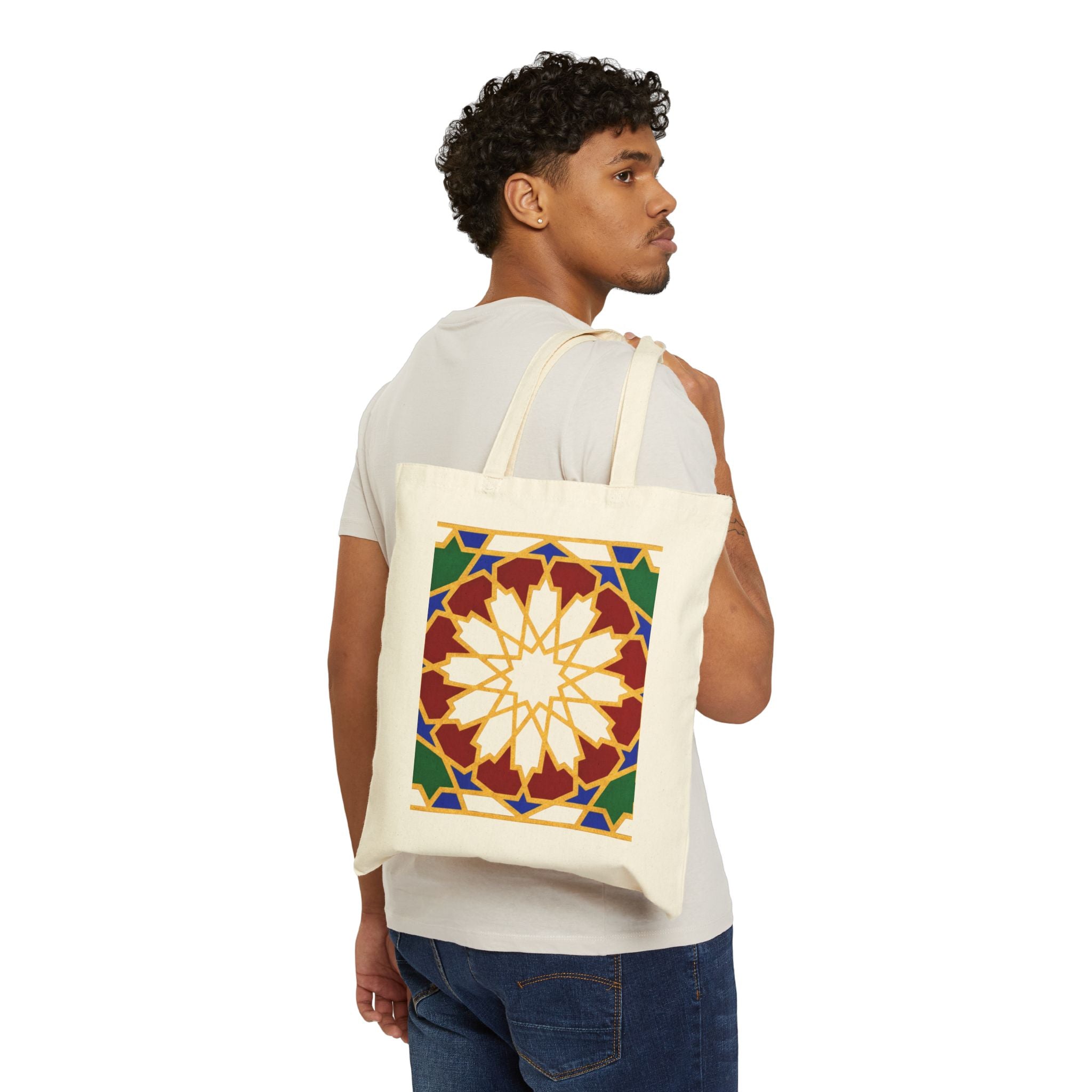 Geometric Moroccan Tile Tote | Canvas Bag, Boho Pattern
