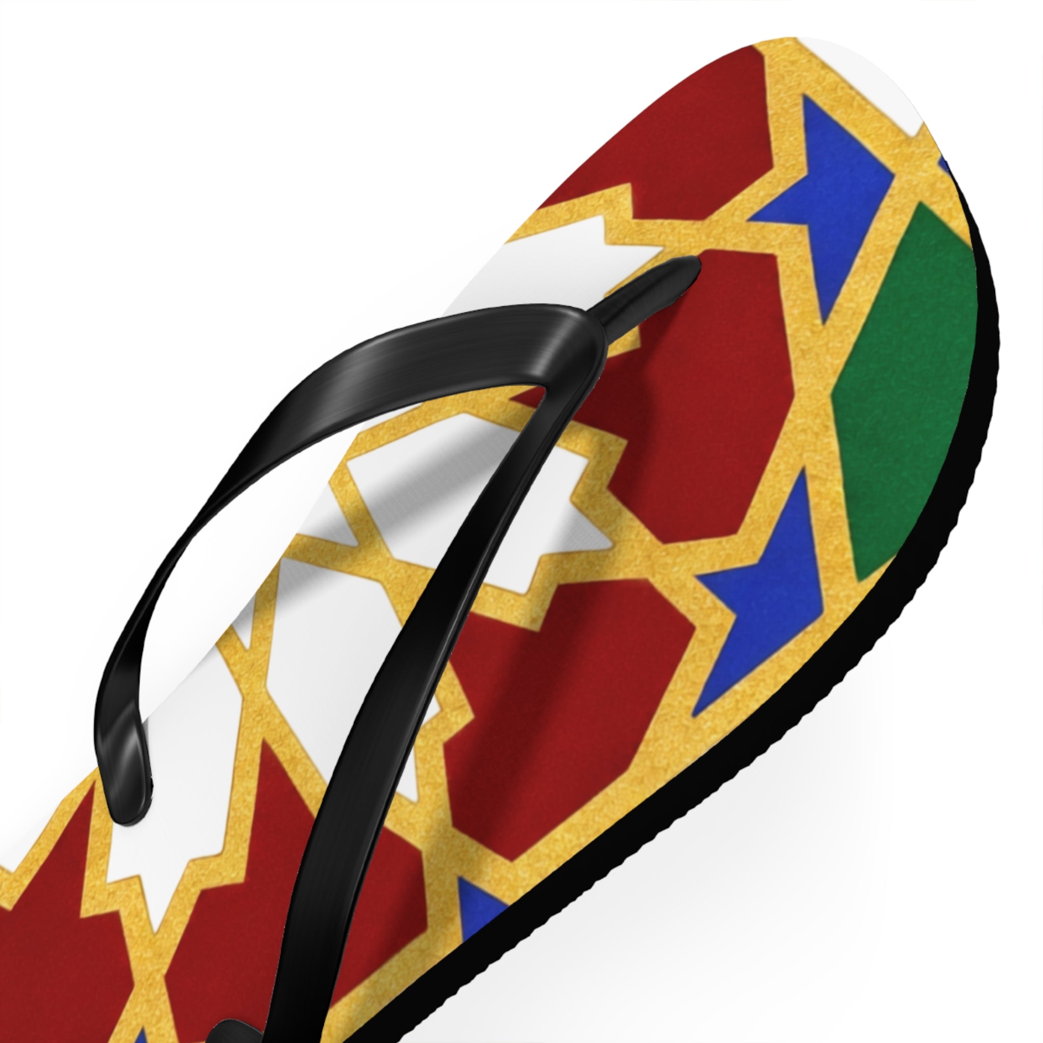 Moroccan Tile Pattern Flip Flops | Colorful Geometric Sandals